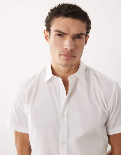 Jack & Jones short sleeve poplin shirt in white - view 1