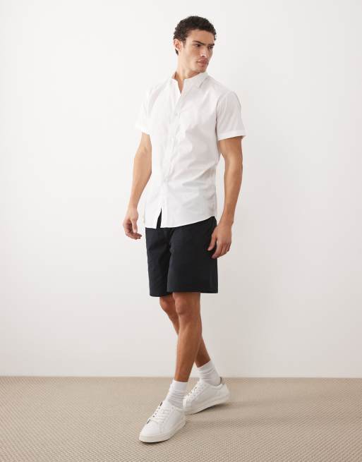 Jack & Jones short sleeve poplin shirt in white, 3 of 5