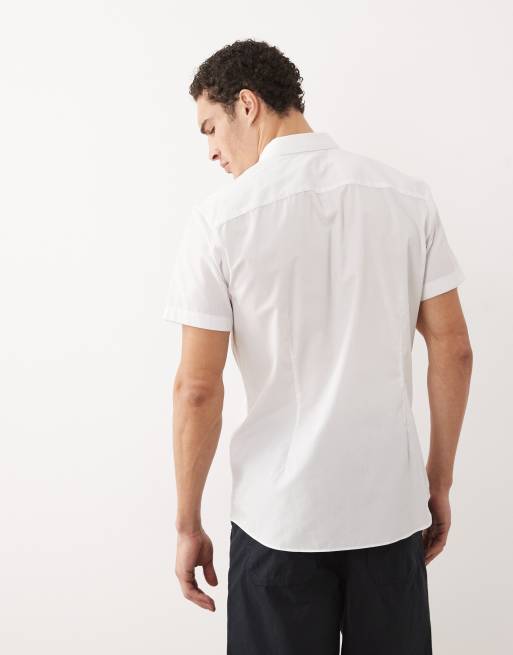 Jack & Jones short sleeve poplin shirt in white, 4 of 5