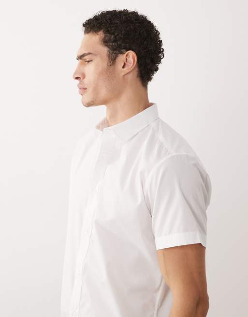 Jack & Jones short sleeve poplin shirt in white, 5 of 5