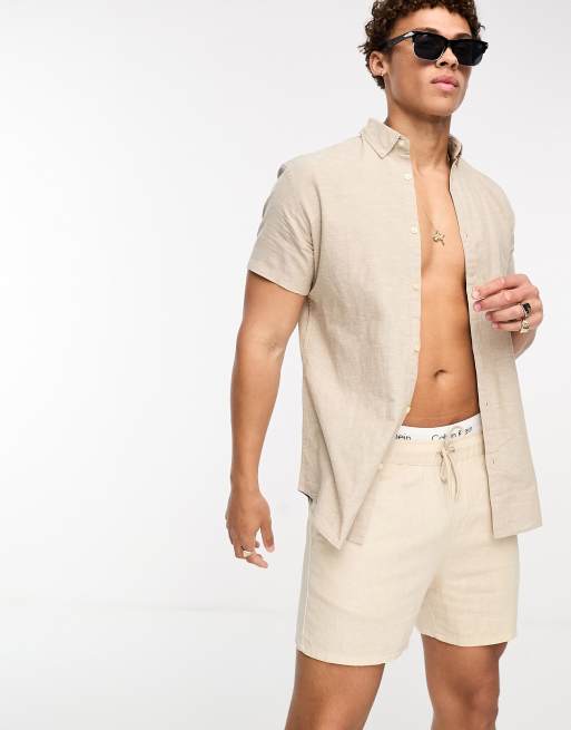 Jack & Jones short sleeve shirt in stone