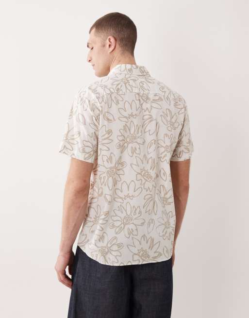 Jack & Jones short sleeve slim shirt in neutral floral, 5 of 5