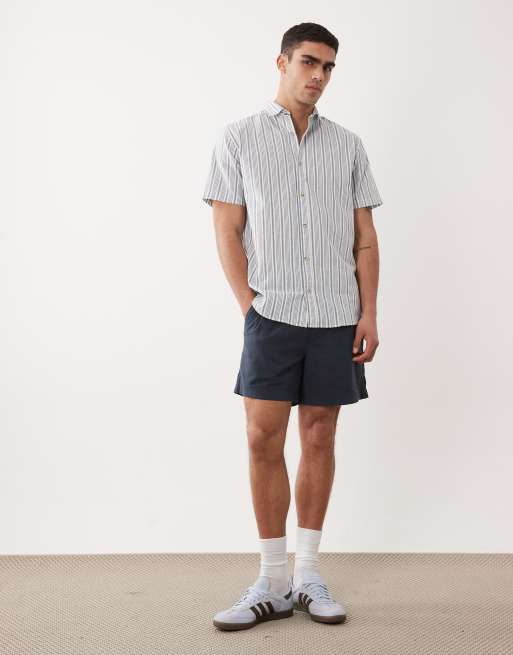 Jack & Jones short sleeve striped oxford shirt in blue, 3 of 5