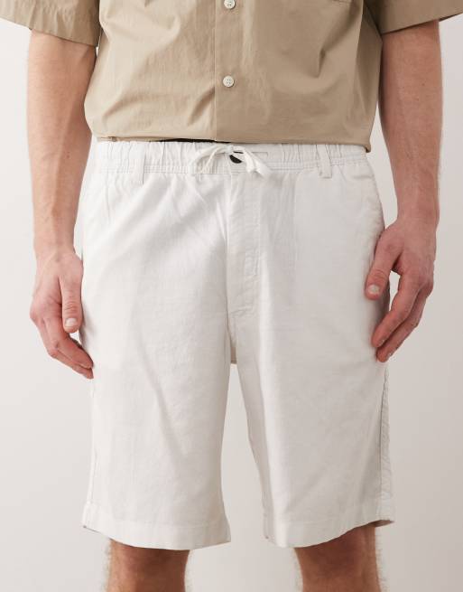 Jack & Jones - Short van linnenmix met trekkoord in wit, 4 van 5