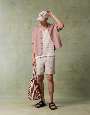 Shorts aus Leinenmix in Beige mit Kordelzug-Neutral Neutral 2XL