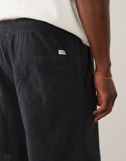 Jack & Jones – Shorts aus Leinenmix in Schwarz mit Kordelzug, 5 von 5