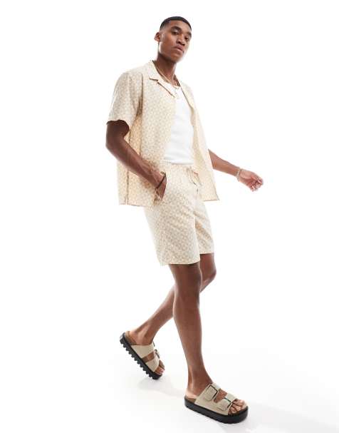 Jack & Jones – Shorts in Beige mit geometrischem Muster, Kombiteil - view 1