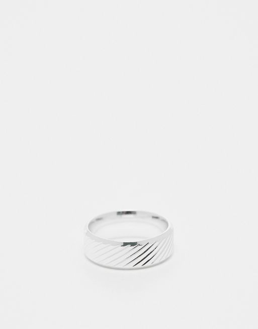  Jack & Jones silver plated ring with horrizontal emboss