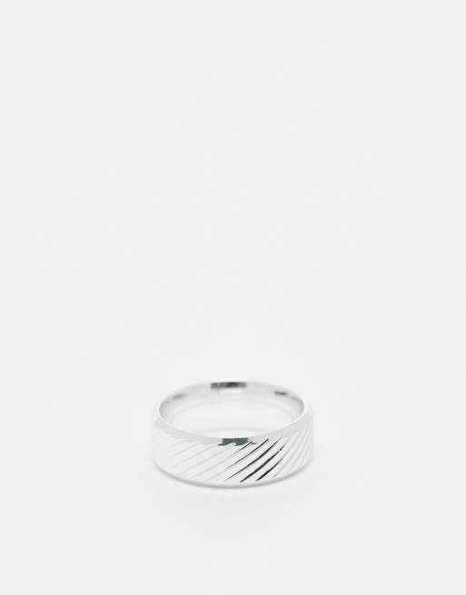 Jack & Jones silver-plated ring with horrizontal embossing