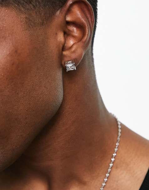 Jack & Jones – Silverfärgade stiftörhängen med strass - view 1