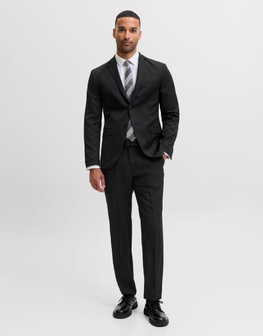 Jack & Jones Single breasted blazer and tailored trousers in black, 3 of 7
