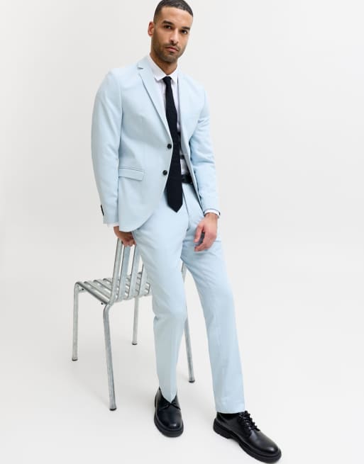 Jack & Jones Single breasted blazer and tailored trousers in chambray blue, 6 of 7