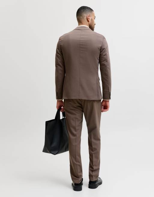 Jack & Jones Single breasted blazer and tailored trousers in morel, 2 of 7