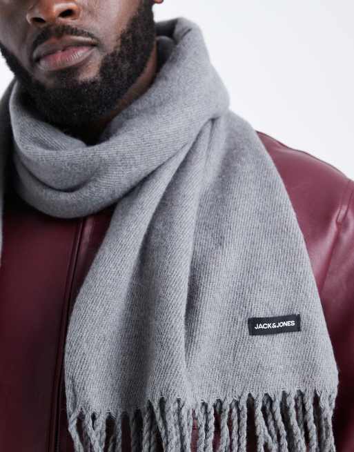 Jack & Jones - Sjaal met kwastjes in grijs, 3 van 3