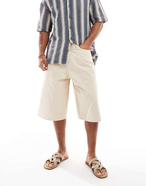 Jack & Jones skater denim shorts in beige - view 1