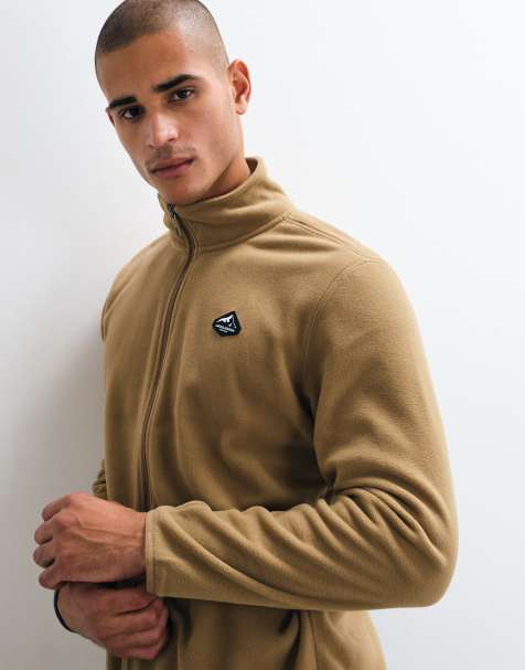 Jack & Jones Ski high neck zip through fleece jacket in beige - view 1