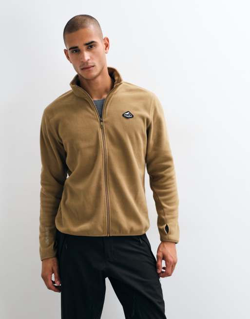 Jack & Jones Ski high neck zip through fleece jacket in beige, 4 of 5