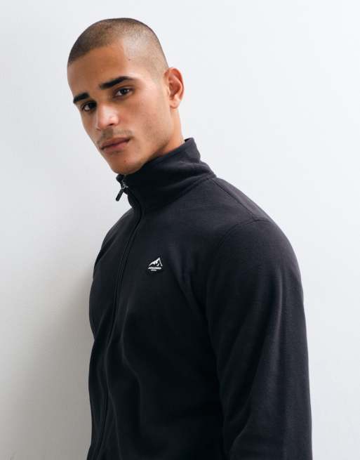 Jack & Jones Ski high neck zip through fleece jacket in black, 4 of 5