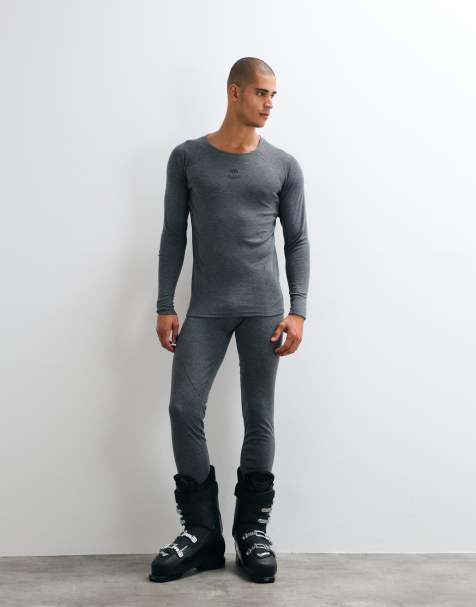 Jack & Jones Ski quick dry baselayer top and tights set in grey - view 1