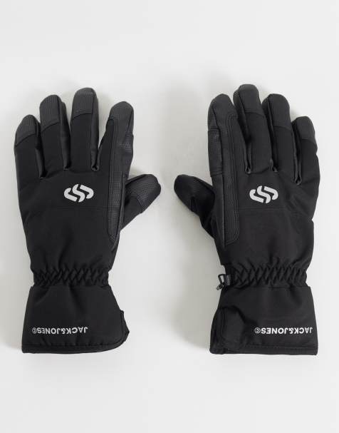 Jack & Jones Ski water repellent gloves with elasticized cuffs in black - view 1