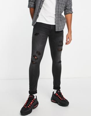 asos mens black ripped jeans