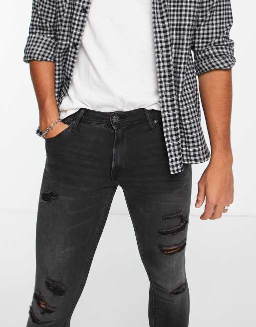 Jack jones black hot sale ripped jeans