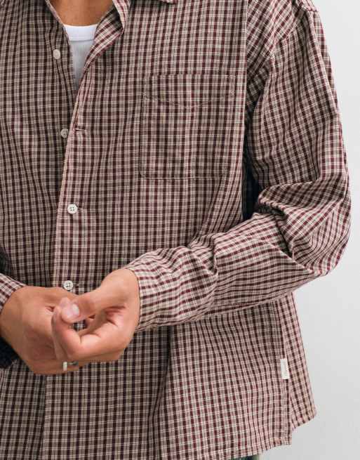 Jack & Jones skjorte med mikrotjek og boxy pasform i brun, 4 af 5