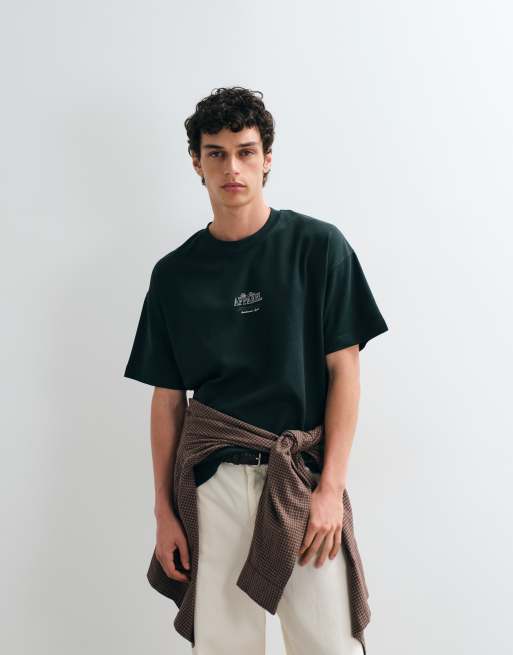 Jack & Jones - Skovgrøn oversized T-shirt med tekstprint på ryggen, 3 af 5