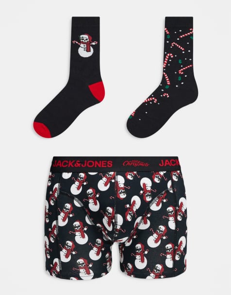 Jack & Jones skull Christmas giftbox with trunks & socks - view 1