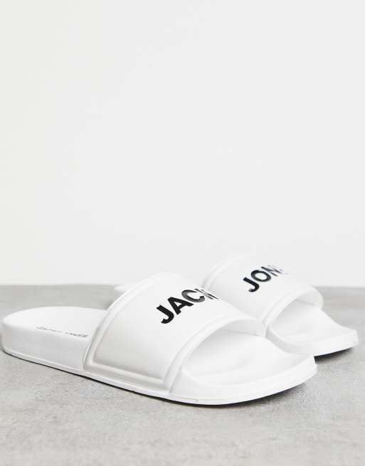 Jack & Jones sliders with logo in white | ASOS