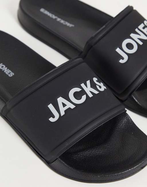 Jack Jones slides with logo in black