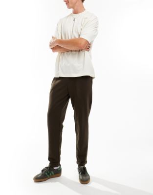 Jack & Jones Slim Clean Jersey Drawstring Pants In Brown