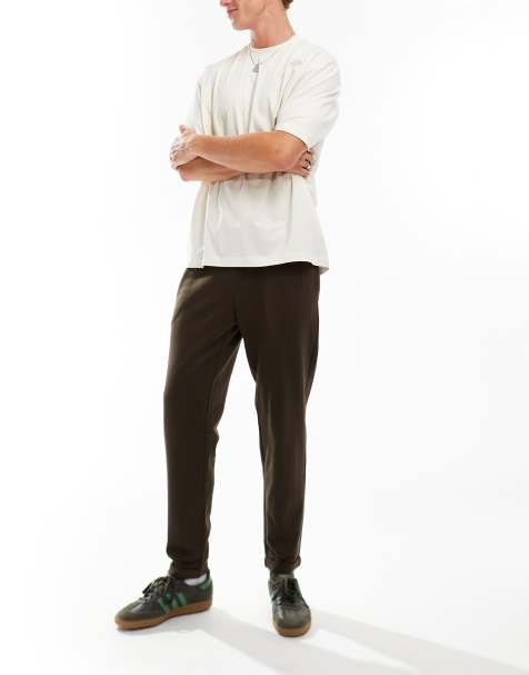 Jack & Jones slim clean jersey drawstring trouser in brown - view 1