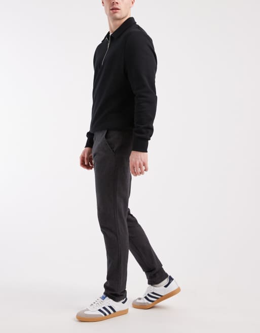 Jack & Jones – Slim-Fit-Chinohose in Dunkelgrau mit Fischgrätmuster, 3 von 5
