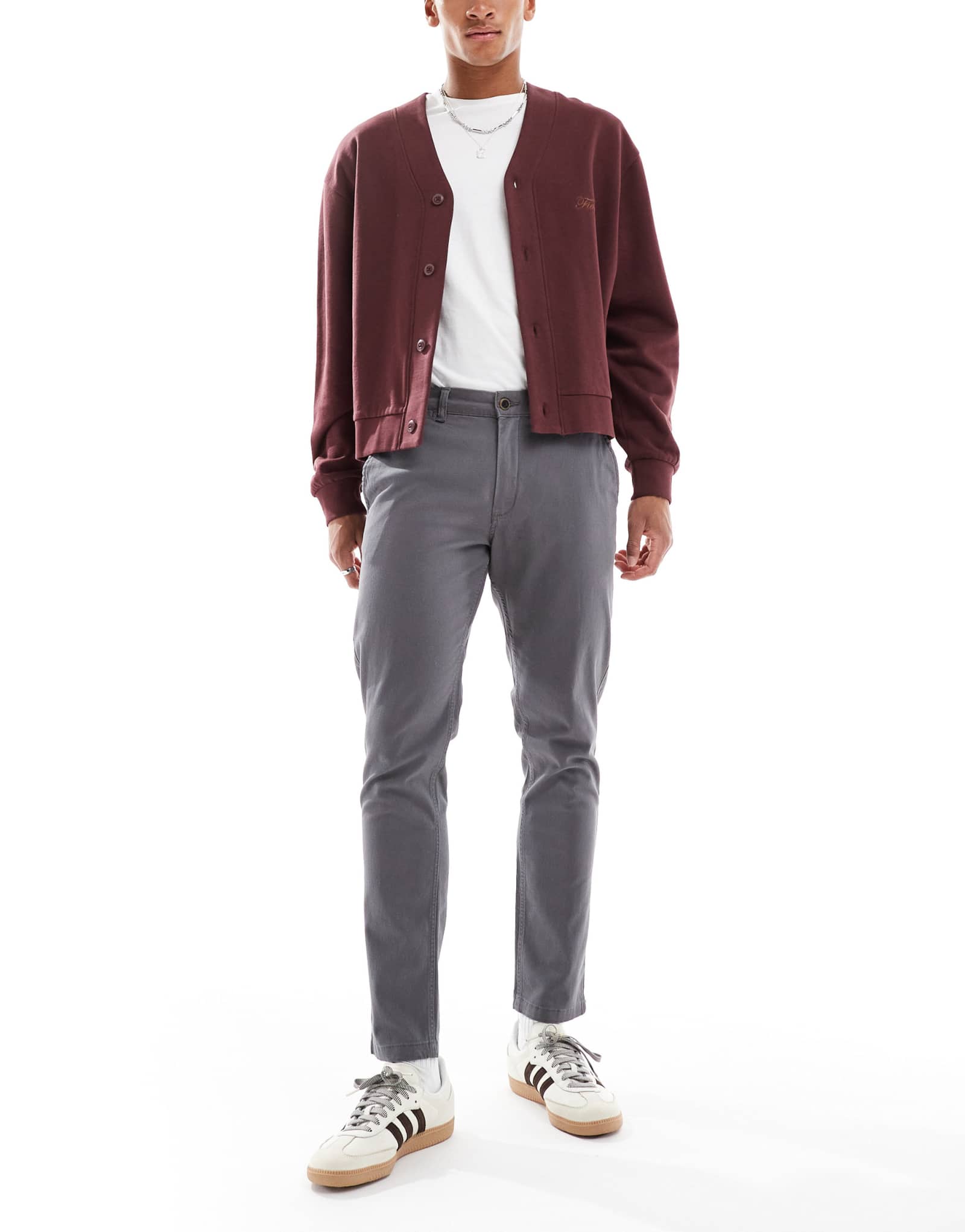 Брюки-чиносы Jack &Jones slim fit серого цвета 