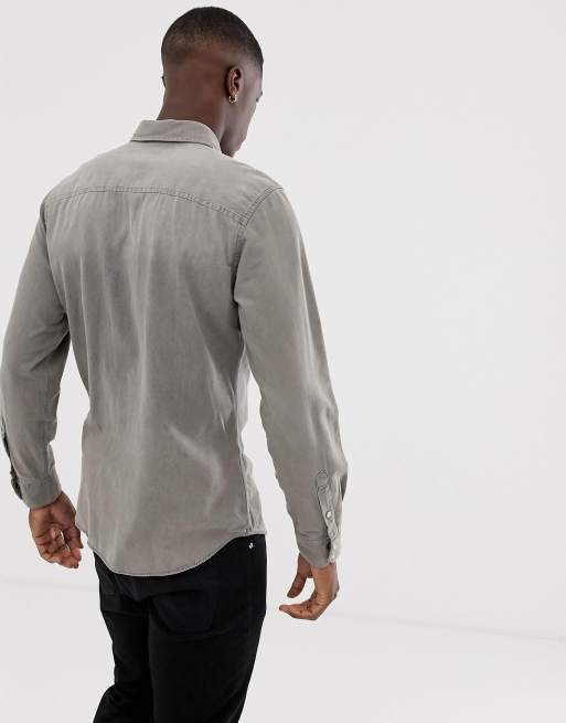 Jack & Jones slim fit denim shirt in grey wash, 2 of 4