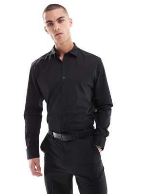 Jack & Jones Slim Fit Dress Shirt In Black-white