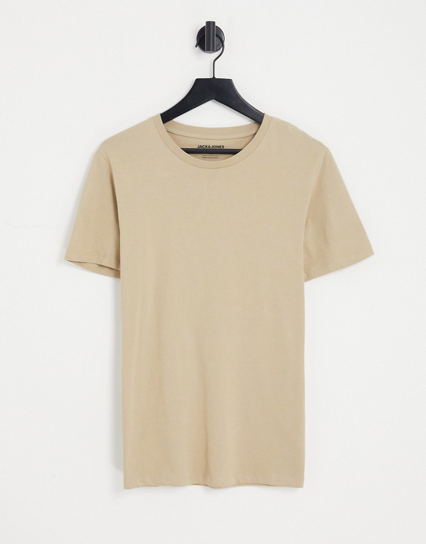 Jack & Jones slim fit essential T-shirt in stone-Neutral