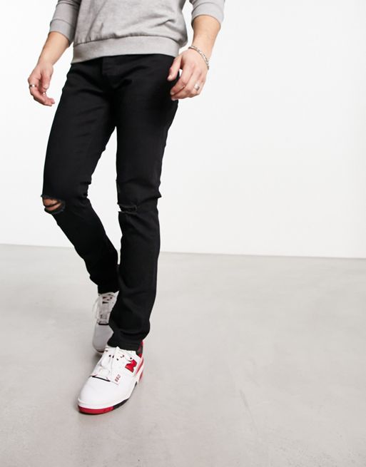 Jack & Jones - Slim-fit gescheurde jeans in zwart