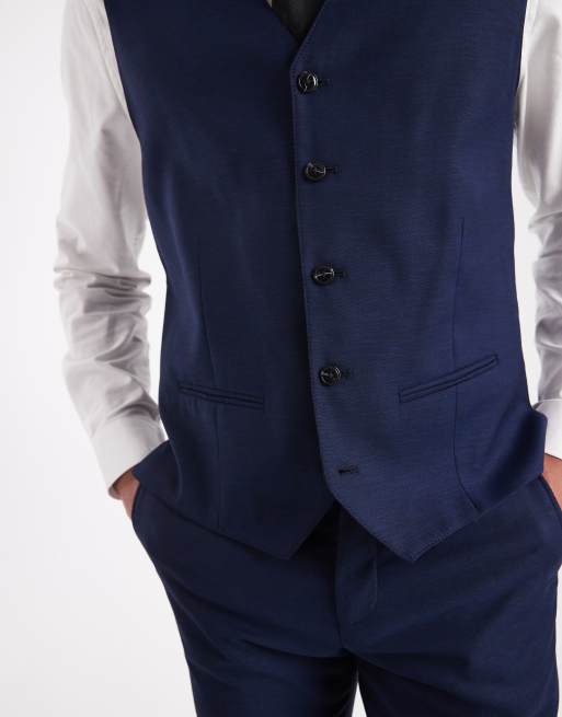 Jack & Jones - Slim-fit gilet van wolmix in marineblauw, 5 van 5