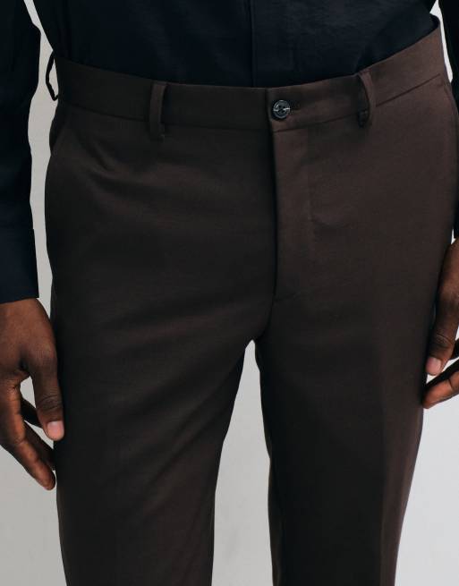 Jack & Jones slim fit habitbukser i mørkebrun, 2 af 5