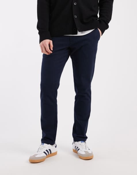 Jack & Jones slim fit herringbone chino in navy