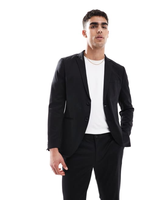 Jack & Jones slim fit jersey suit jacket in black