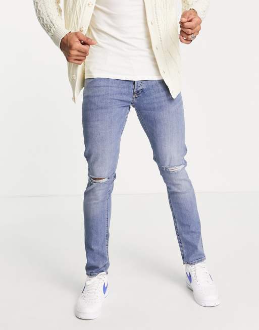 Jack Jones slim fit ripped jeans in light blue |