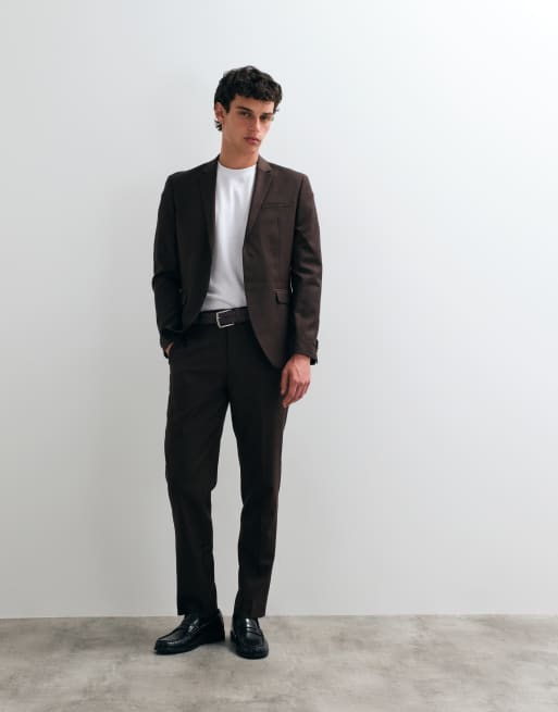 Jack & Jones slim fit suit blazer in dark brown, 2 of 5