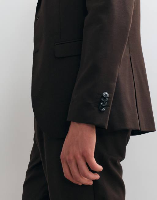 Jack & Jones slim fit suit blazer in dark brown, 4 of 5