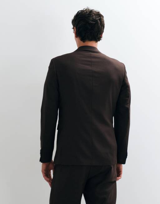 Jack & Jones slim fit suit blazer in dark brown, 5 of 5