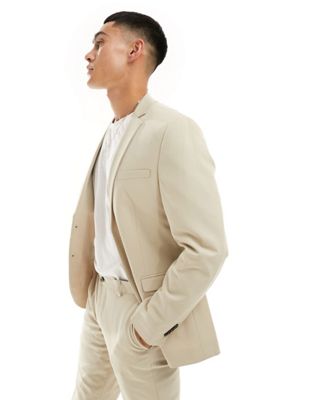 Jack & Jones Slim Fit Suit Jacket In Beige-neutral