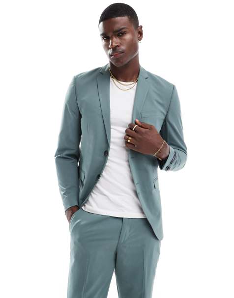Jack & Jones slim fit suit jacket in sage green - view 1