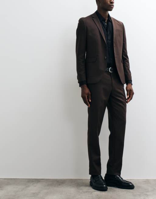 Jack & Jones slim fit suit pants in dark brown, 3 of 5